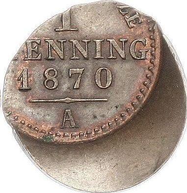 Реверс монеты - 1 пфенниг 1861-1873 года C Смещение штемпеля - цена  монеты - Пруссия, Вильгельм I
