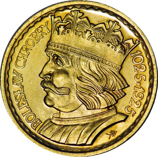 Reverso Pruebas 10 eslotis 1925 "Boleslao I el Bravo" Oro - valor de la moneda de oro - Polonia, Segunda República
