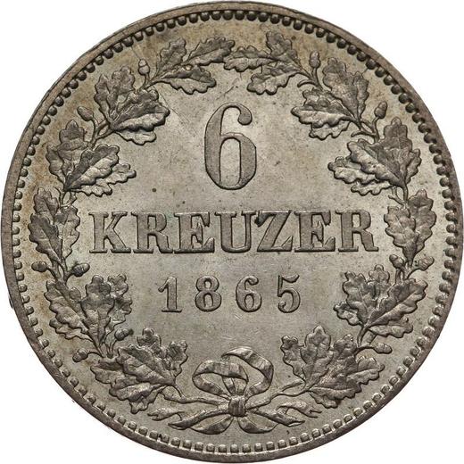 Reverso 6 Kreuzers 1865 - valor de la moneda de plata - Hesse-Darmstadt, Luis III