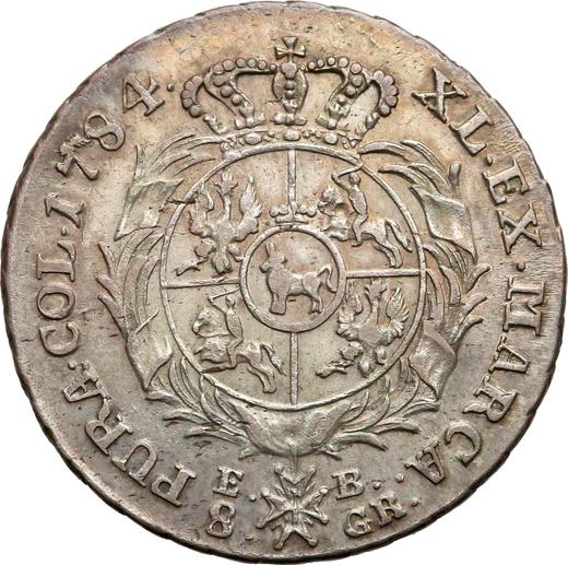 Rewers monety - Dwuzłotówka (8 groszy) 1784 EB - cena srebrnej monety - Polska, Stanisław II August