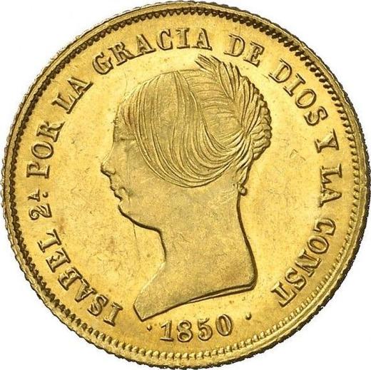 Аверс монеты - 100 реалов 1850 года S RD - цена золотой монеты - Испания, Изабелла II