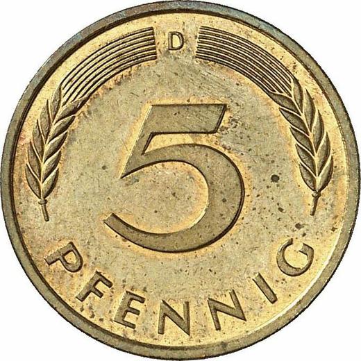 Аверс монеты - 5 пфеннигов 1990 года D - цена  монеты - Германия, ФРГ