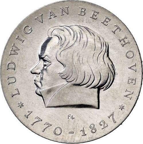 Anverso 10 marcos 1970 "Beethoven" Aluminio Acuñación unilateral - valor de la moneda  - Alemania, República Democrática Alemana (RDA)