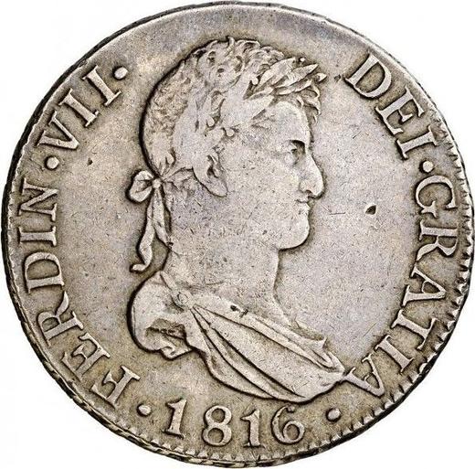 Аверс монеты - 8 реалов 1816 года S CJ - цена серебряной монеты - Испания, Фердинанд VII