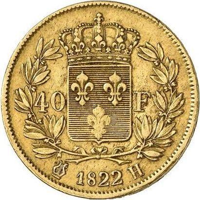 Rewers monety - 40 franków 1822 H "Typ 1816-1824" La Rochelle - Francja, Ludwik XVIII