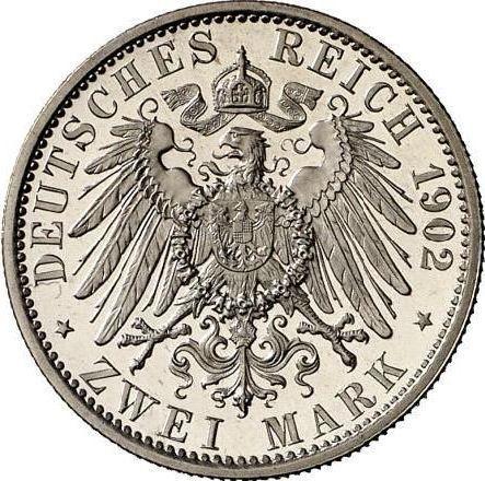 Reverso 2 marcos 1902 A "Prusia" - valor de la moneda de plata - Alemania, Imperio alemán