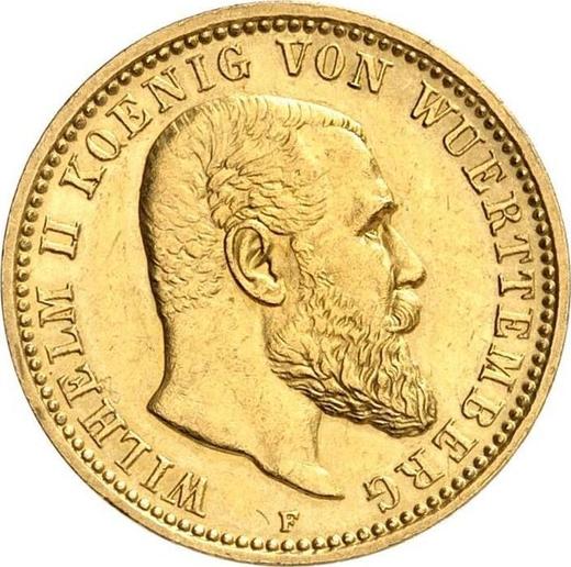 Anverso 10 marcos 1905 F "Würtenberg" - valor de la moneda de oro - Alemania, Imperio alemán