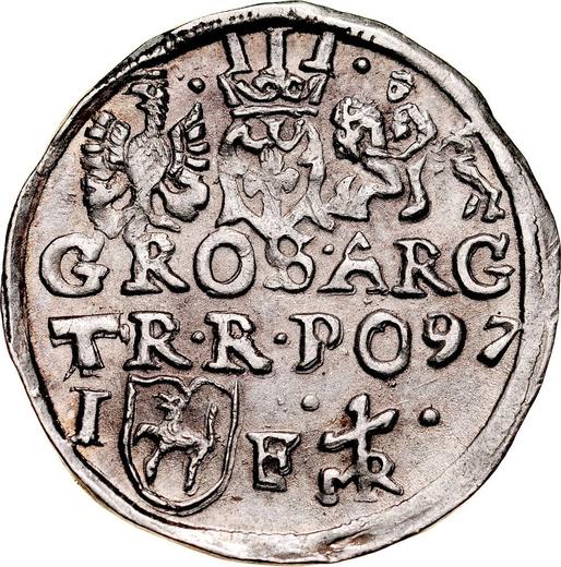 Реверс монеты - Трояк (3 гроша) 1597 года IF "Люблинский монетный двор" - цена серебряной монеты - Польша, Сигизмунд III Ваза