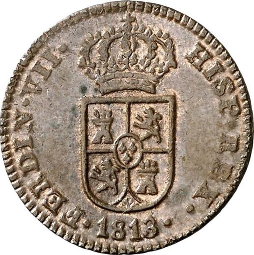 Аверс монеты - 1 куарто 1813 года "Каталония" Номинал без рамки - цена  монеты - Испания, Фердинанд VII
