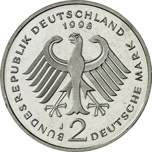 Reverse 2 Mark 1998 J "Ludwig Erhard" -  Coin Value - Germany, FRG