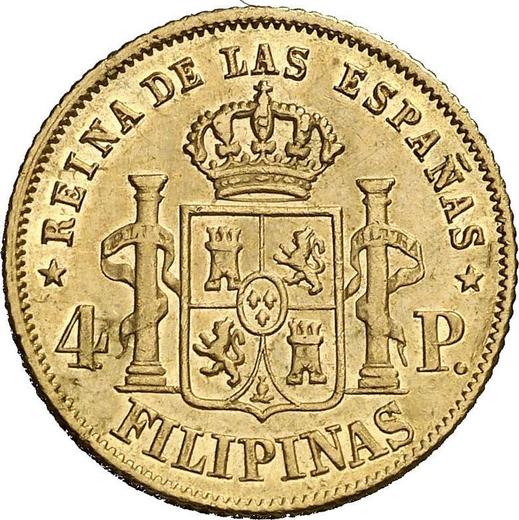 Rewers monety - 4 peso 1862 - cena złotej monety - Filipiny, Izabela II