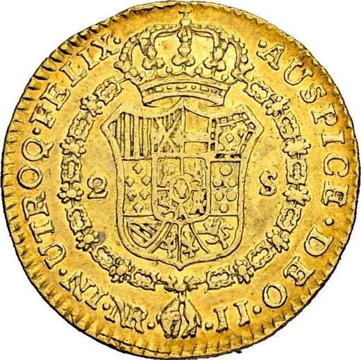 Реверс монеты - 2 эскудо 1792 года NR JJ - цена золотой монеты - Колумбия, Карл IV