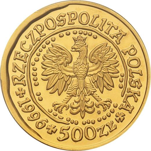 Аверс монеты - 500 злотых 1996 года MW NR "Орлан-белохвост" - цена золотой монеты - Польша, III Республика после деноминации