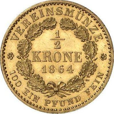 Reverso Media corona 1864 A - valor de la moneda de oro - Prusia, Guillermo I