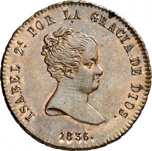 Аверс монеты - 4 мараведи 1836 года DG - цена  монеты - Испания, Изабелла II