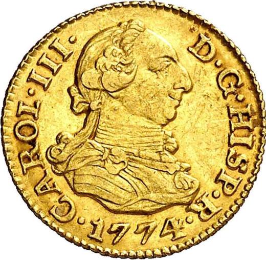 Awers monety - 1/2 escudo 1774 M PJ - cena złotej monety - Hiszpania, Karol III