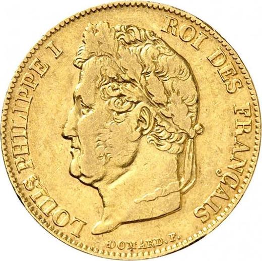 Obverse 20 Francs 1838 W "Type 1832-1848" Lille - France, Louis Philippe I