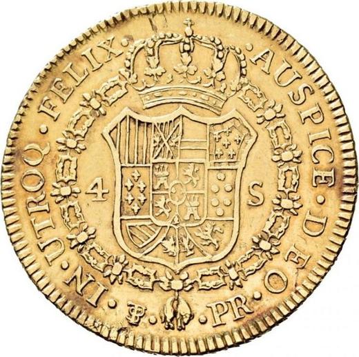 Реверс монеты - 4 эскудо 1794 года PTS PR - цена золотой монеты - Боливия, Карл IV
