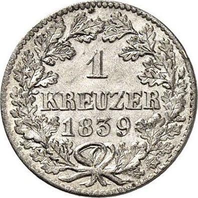 Реверс монеты - 1 крейцер 1839 года - цена серебряной монеты - Саксен-Мейнинген, Бернгард II