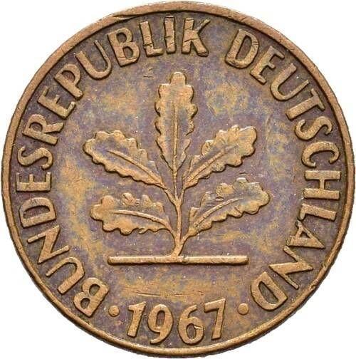 Реверс монеты - 2 пфеннига 1967 года J "Тип 1967-2001" - цена  монеты - Германия, ФРГ