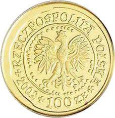 Аверс монеты - 100 злотых 2002 года MW NR "Орлан-белохвост" - цена золотой монеты - Польша, III Республика после деноминации