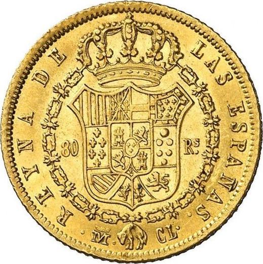 Rewers monety - 80 réales 1839 M CL - cena złotej monety - Hiszpania, Izabela II