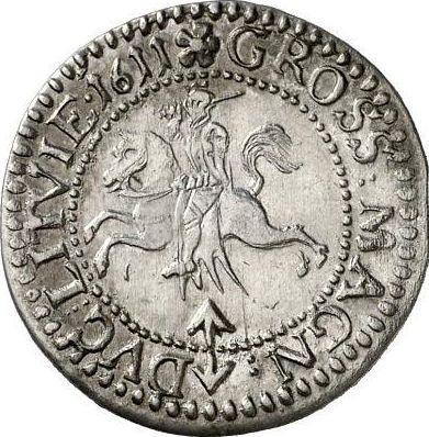 Реверс монеты - 1 грош 1611 года "Литва" - цена серебряной монеты - Польша, Сигизмунд III Ваза