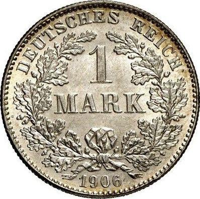 Аверс монеты - 1 марка 1906 года G "Тип 1891-1916" - цена серебряной монеты - Германия, Германская Империя