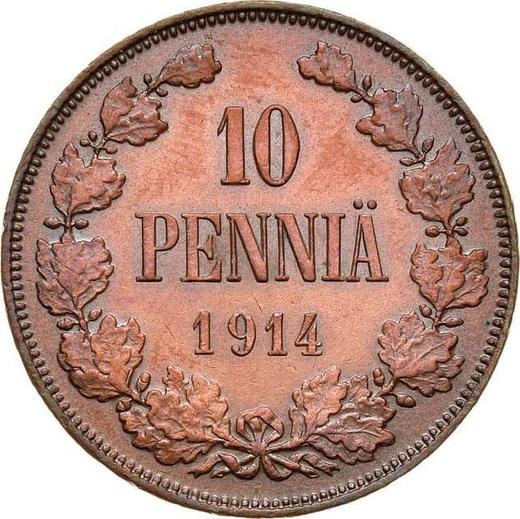 Реверс монеты - 10 пенни 1914 года - цена  монеты - Финляндия, Великое княжество