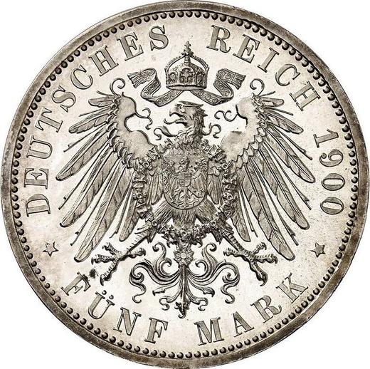 Reverso 5 marcos 1900 A "Oldemburgo" - valor de la moneda de plata - Alemania, Imperio alemán