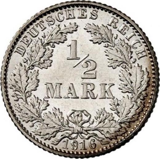Аверс монеты - 1/2 марки 1916 года E "Тип 1905-1919" - цена серебряной монеты - Германия, Германская Империя