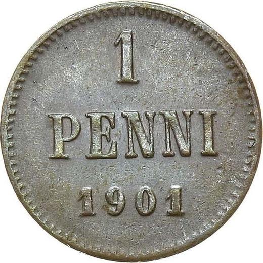Реверс монеты - 1 пенни 1901 года - цена  монеты - Финляндия, Великое княжество