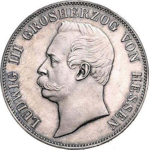 Аверс монеты - Талер 1858 года - цена серебряной монеты - Гессен-Дармштадт, Людвиг III