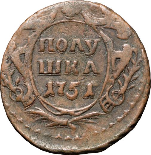 Reverso Polushka (1/4 kopek) 1751 - valor de la moneda  - Rusia, Isabel I
