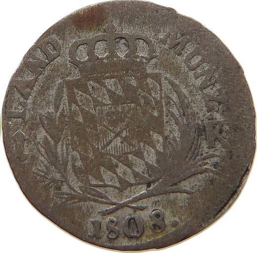 Реверс монеты - 1 крейцер 1808 года - цена серебряной монеты - Бавария, Максимилиан I