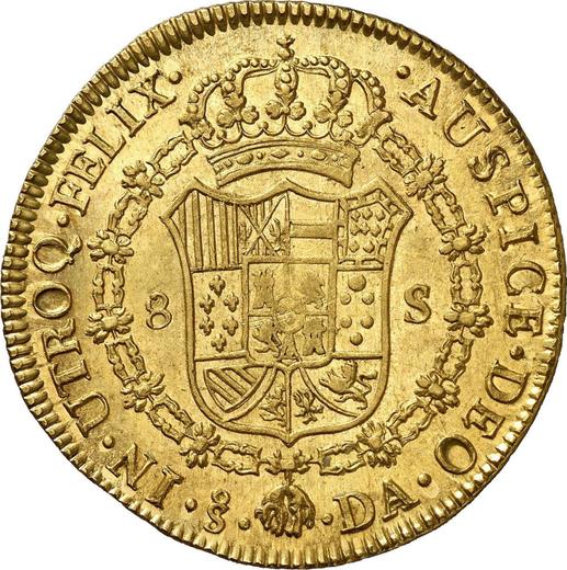 Реверс монеты - 8 эскудо 1787 года So DA - цена золотой монеты - Чили, Карл III