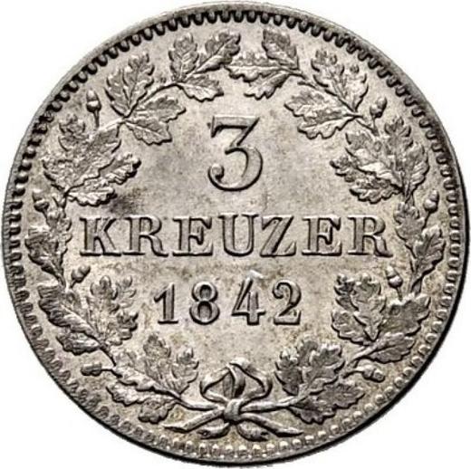 Reverso 3 kreuzers 1842 "Tipo 1842-1856" - valor de la moneda de plata - Wurtemberg, Guillermo I