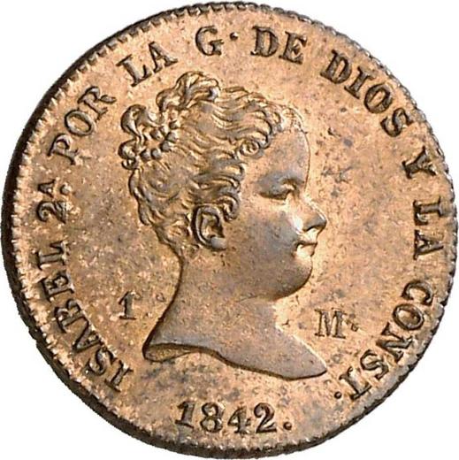 Аверс монеты - 1 мараведи 1842 года - цена  монеты - Испания, Изабелла II