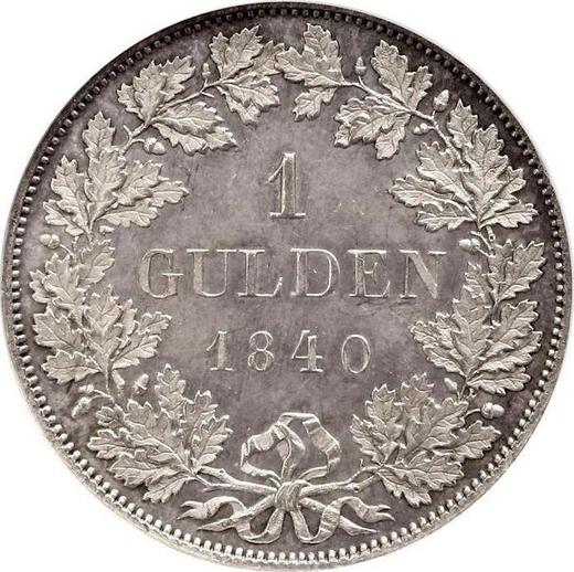 Реверс монеты - 1 гульден 1840 года - цена серебряной монеты - Гессен-Дармштадт, Людвиг II