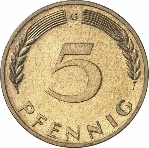 Awers monety - 5 fenigów 1969 G - cena  monety - Niemcy, RFN