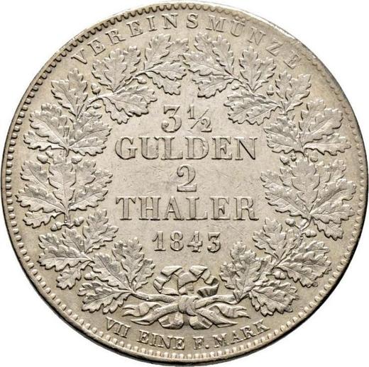 Реверс монеты - 2 талера 1843 года - цена серебряной монеты - Вюртемберг, Вильгельм I