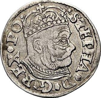 Anverso Trojak (3 groszy) 1580 "Cabeza grande" Sin valor nominal - valor de la moneda de plata - Polonia, Esteban I Báthory