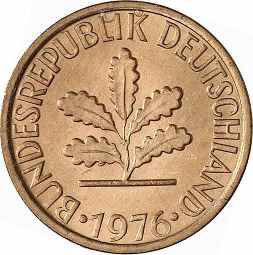 Реверс монеты - 1 пфенниг 1976 года D - цена  монеты - Германия, ФРГ