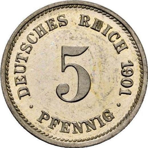 Anverso 5 Pfennige 1901 G "Tipo 1890-1915" - valor de la moneda  - Alemania, Imperio alemán