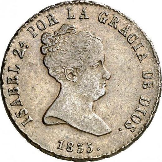 Obverse 8 Maravedís 1835 "Denomination on reverse" -  Coin Value - Spain, Isabella II