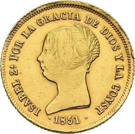 Аверс монеты - 100 реалов 1851 года "Тип 1851-1855" Семиконечные звёзды - цена золотой монеты - Испания, Изабелла II