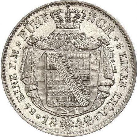 Rewers monety - 1/6 talara 1842 G - cena srebrnej monety - Saksonia-Albertyna, Fryderyk August II