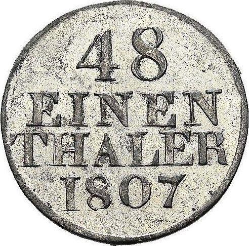 Реверс монеты - 1/48 талера 1807 года H - цена серебряной монеты - Саксония, Фридрих Август I