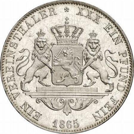 Reverso Tálero 1865 - valor de la moneda de plata - Hesse-Darmstadt, Luis III