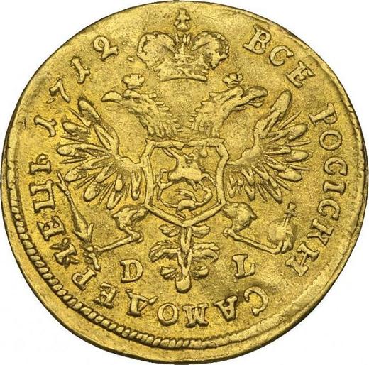 Reverso 1 chervonetz (10 rublos) 1712 D-L G Cabeza de tamaño medio - valor de la moneda de oro - Rusia, Pedro I